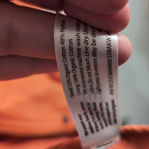 Womens Eileen Fisher Orange Spring lightweight windbreaker jacket with hood L - Picture 5 of 5